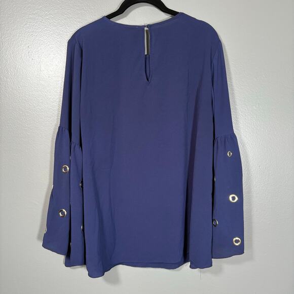 Michael Michael Kors Women's Blue Grommet Studded Boho Peasant Blouse - Size XL - Picture 6 of 6